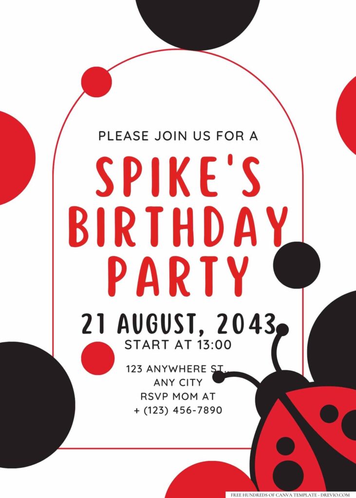 FREE Editable Ladybug Birthday Invitation