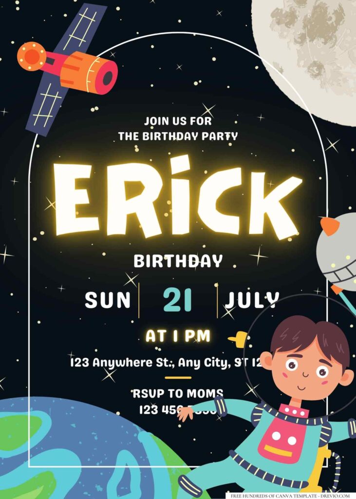 FREE Editable Little Astronaut Birthday Invitation