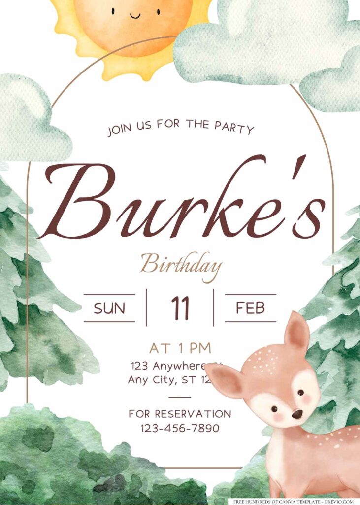 FREE Editable Little Deer Birthday Invitation