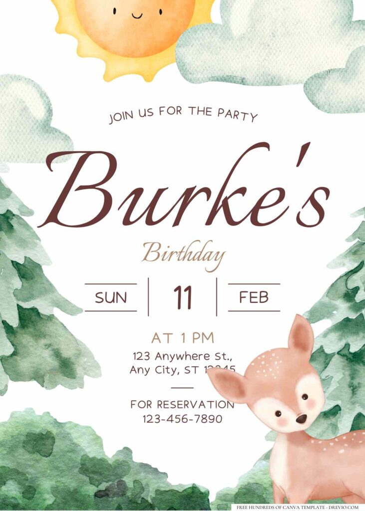 FREE Editable Little Deer Birthday Invitation