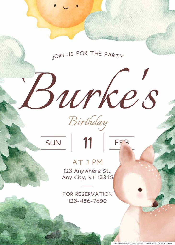 FREE Editable Little Deer Birthday Invitation