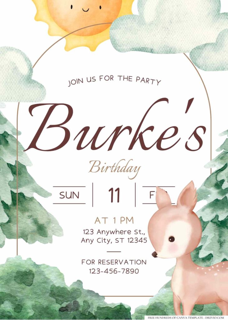 FREE Editable Little Deer Birthday Invitation