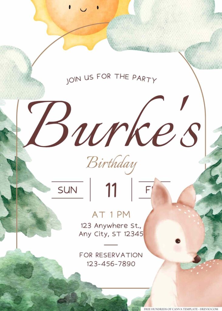 FREE Editable Little Deer Birthday Invitation