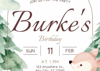 FREE Editable Little Deer Birthday Invitation