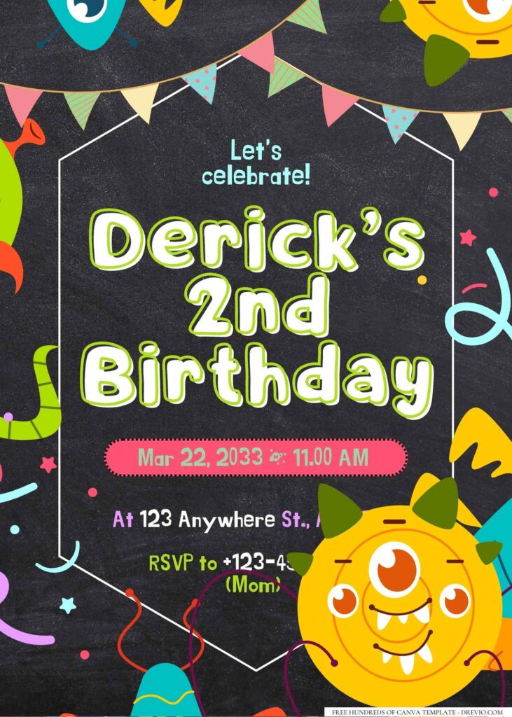 FREE Editable Little Monster Birthday Invitation