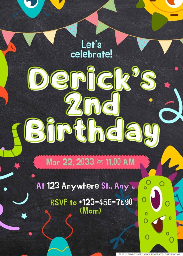 FREE Editable Little Monster Birthday Invitation