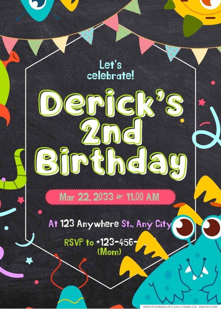 FREE Editable Little Monster Birthday Invitation