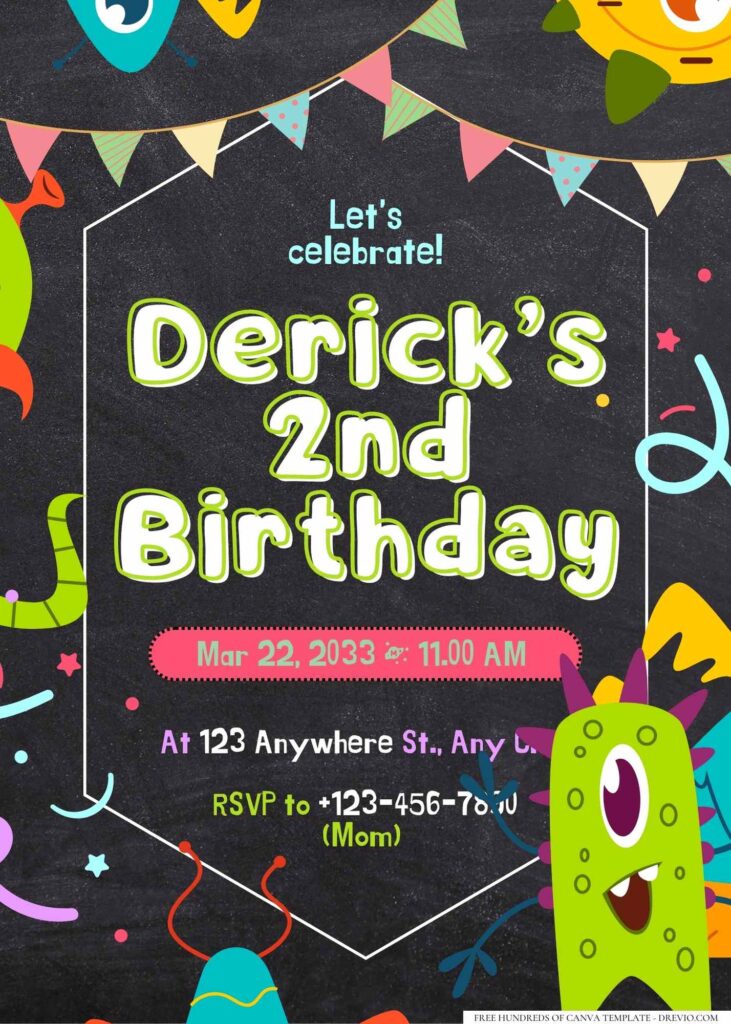 FREE Editable Little Monster Birthday Invitation