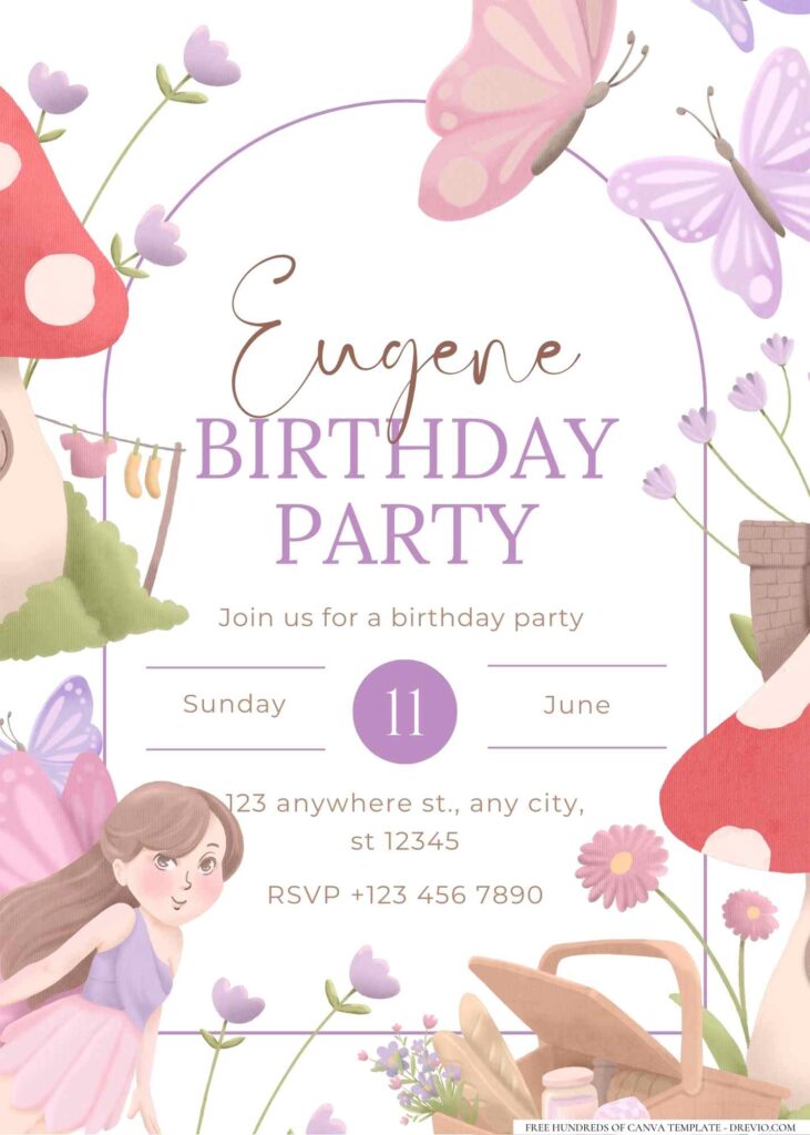 Invitation Template of 22+ Little Purple Fairy Birthday Invitation Templates 12