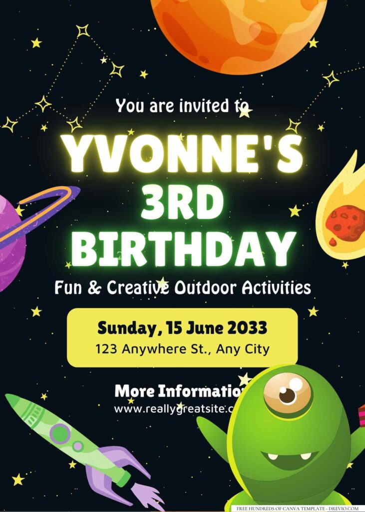 FREE Editable Monster Alien Birthday Invitation