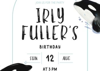 FREE Editable Orca Birthday Invitation