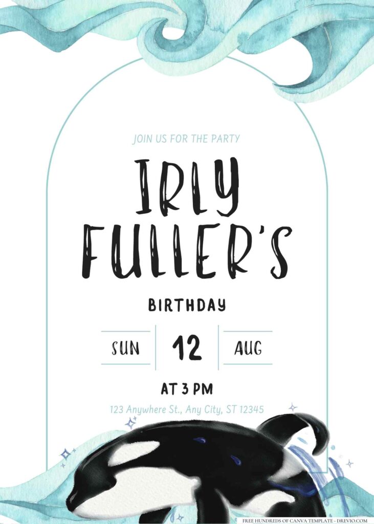 FREE Editable Orca Birthday Invitation