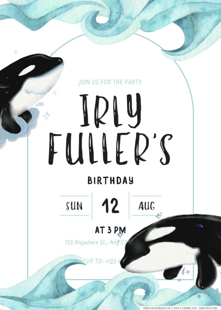 FREE Editable Orca Birthday Invitation