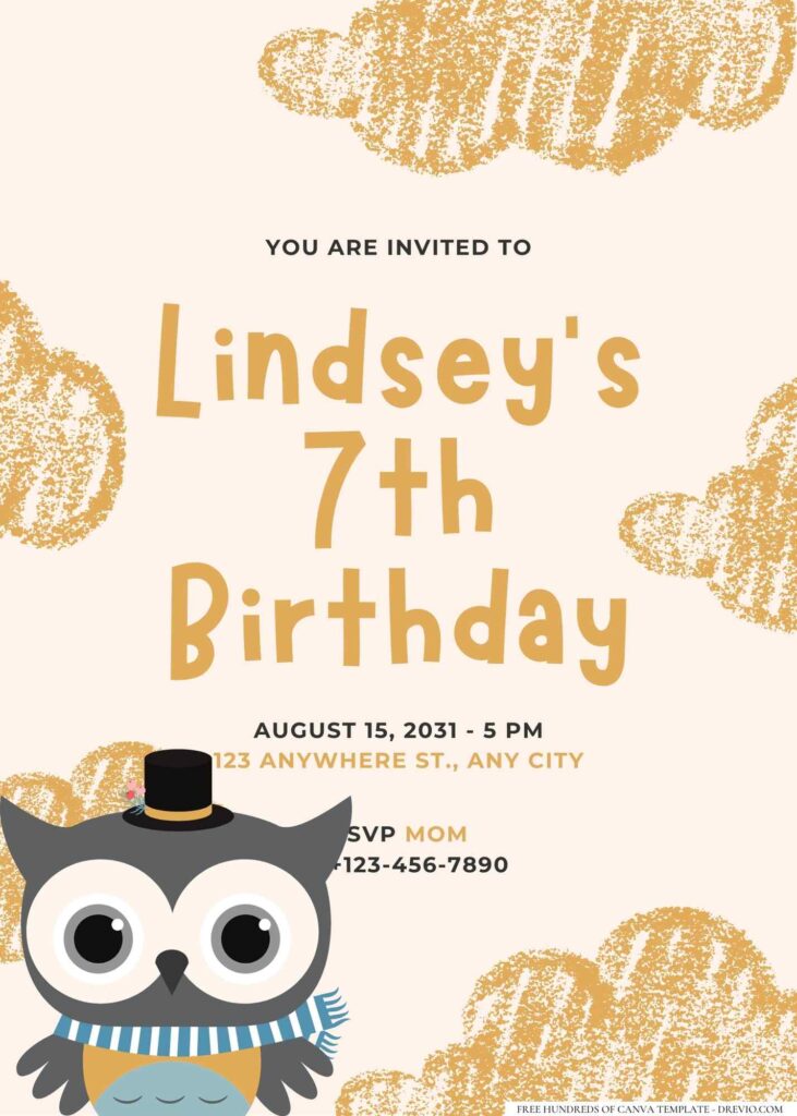 FREE Editable Owl Birthday Invitation