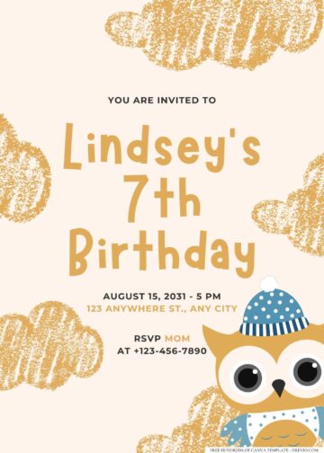 14 Owl Birthday Invitation Templates Drevio Free And Printable   FREE Owl Canva Templates 3 360x504 