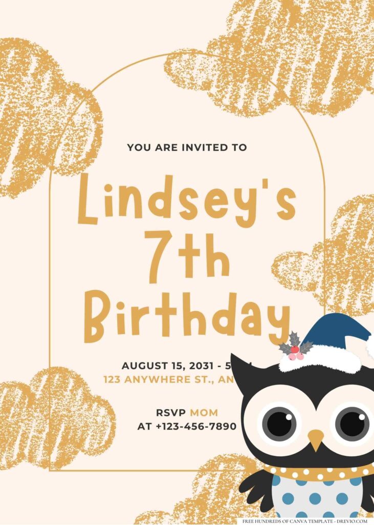 FREE Editable Owl Birthday Invitation