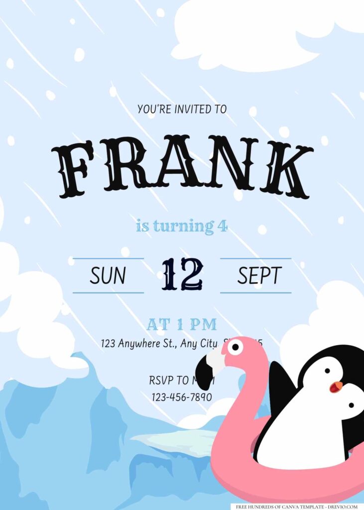 FREE Editable Penguin Birthday Invitation