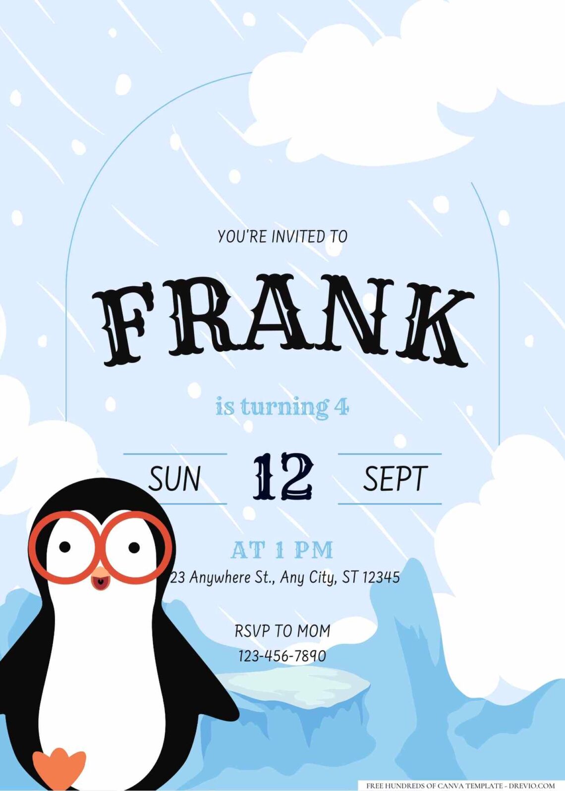 FREE Editable Penguin Birthday Invitation