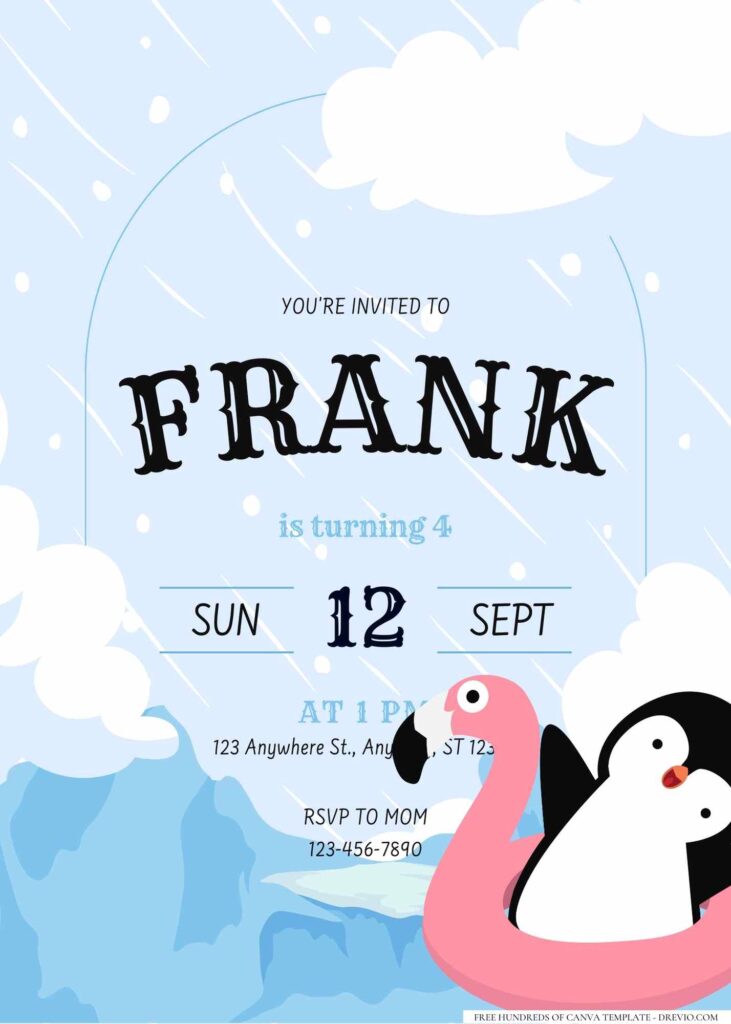 FREE Editable Penguin Birthday Invitation