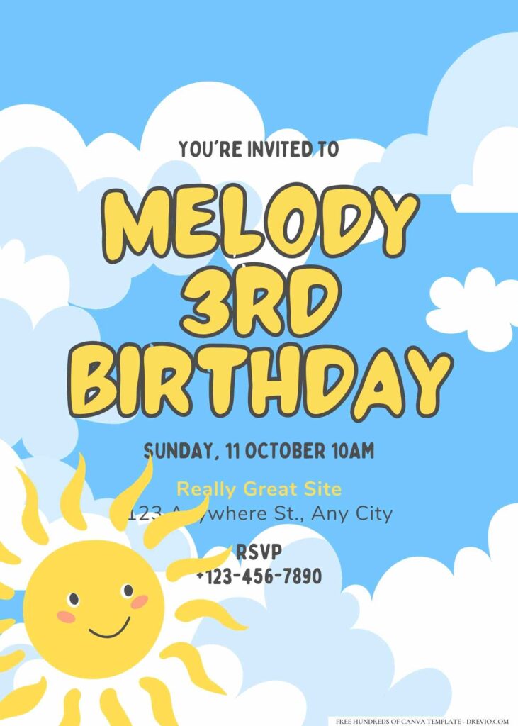 FREE Editable Sunshine Birthday Invitation