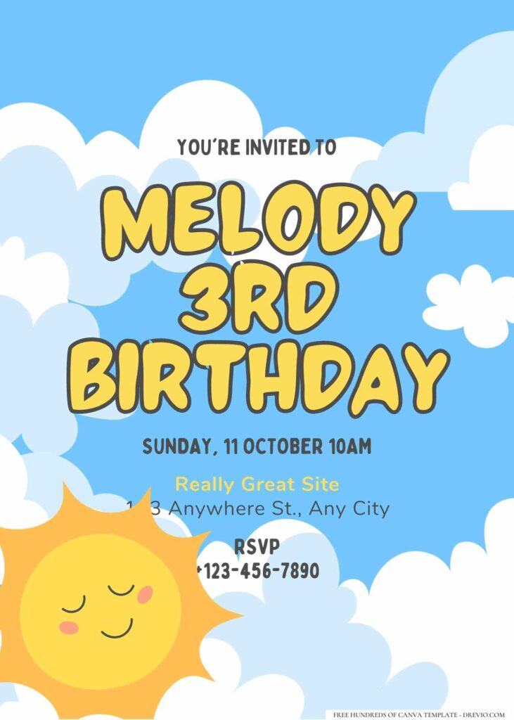 FREE Editable Sunshine Birthday Invitation