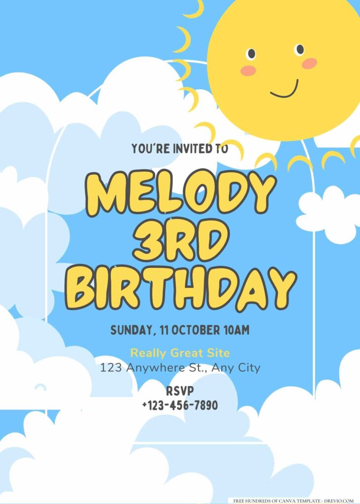 FREE Editable Sunshine Birthday Invitation
