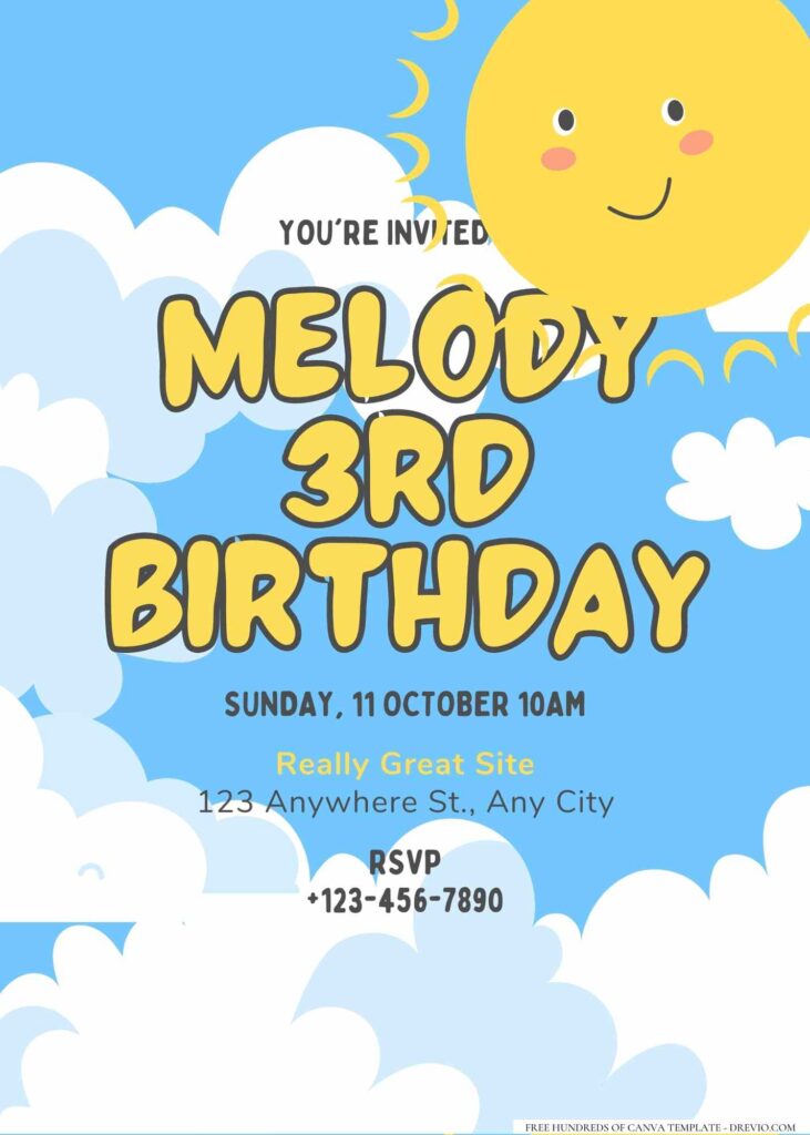 FREE Editable Sunshine Birthday Invitation