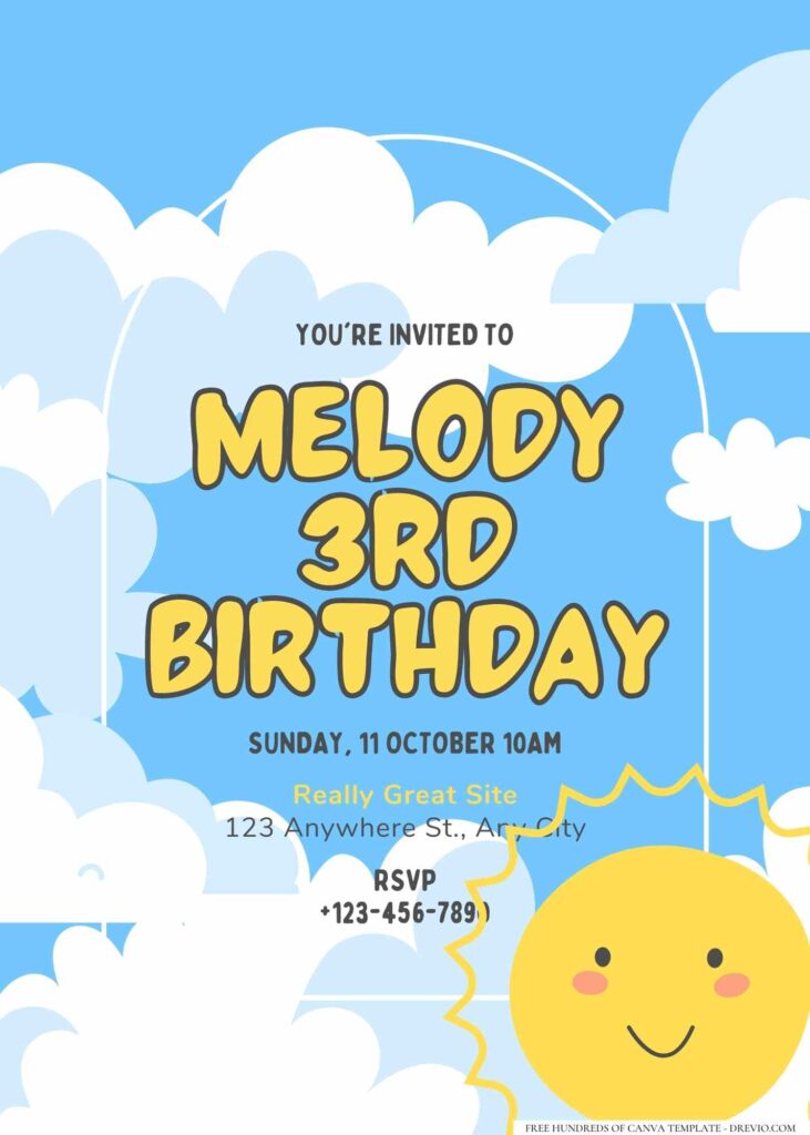 FREE Editable Sunshine Birthday Invitation