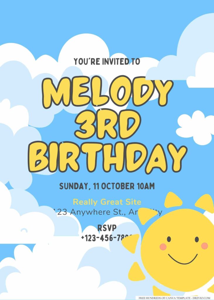 FREE Editable Sunshine Birthday Invitation