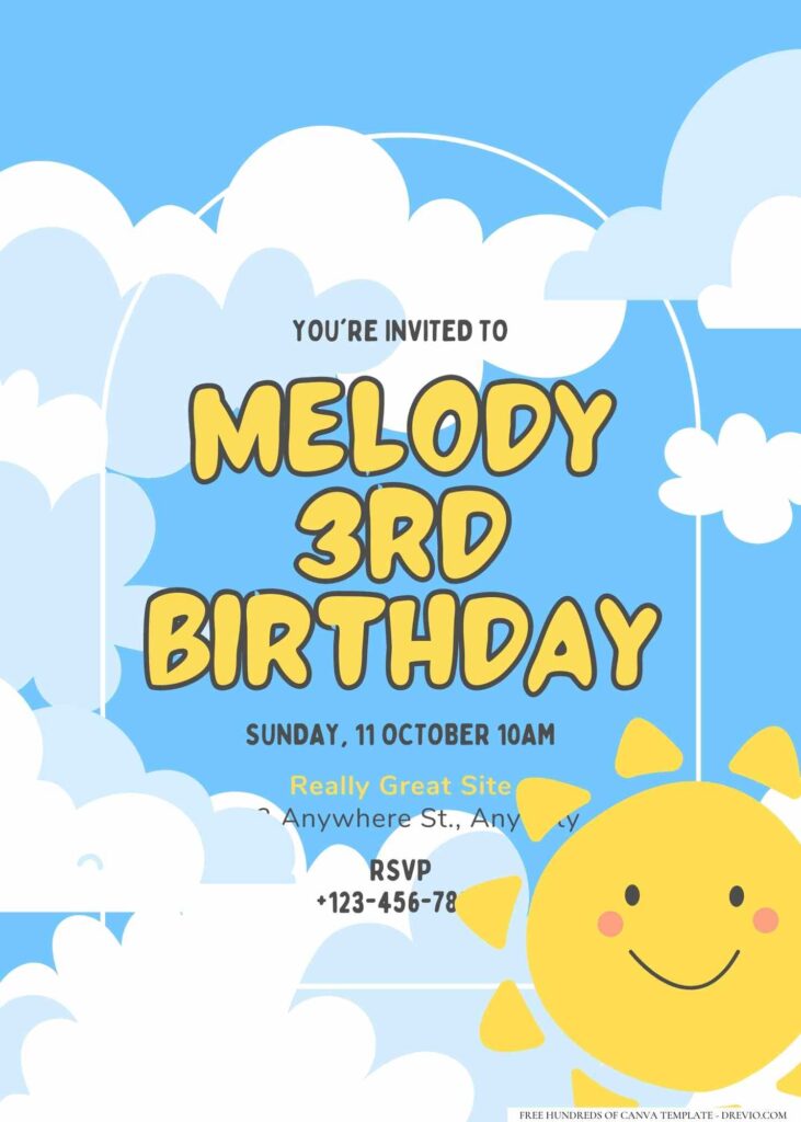 FREE Editable Sunshine Birthday Invitation