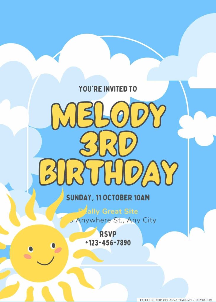 FREE Editable Sunshine Birthday Invitation