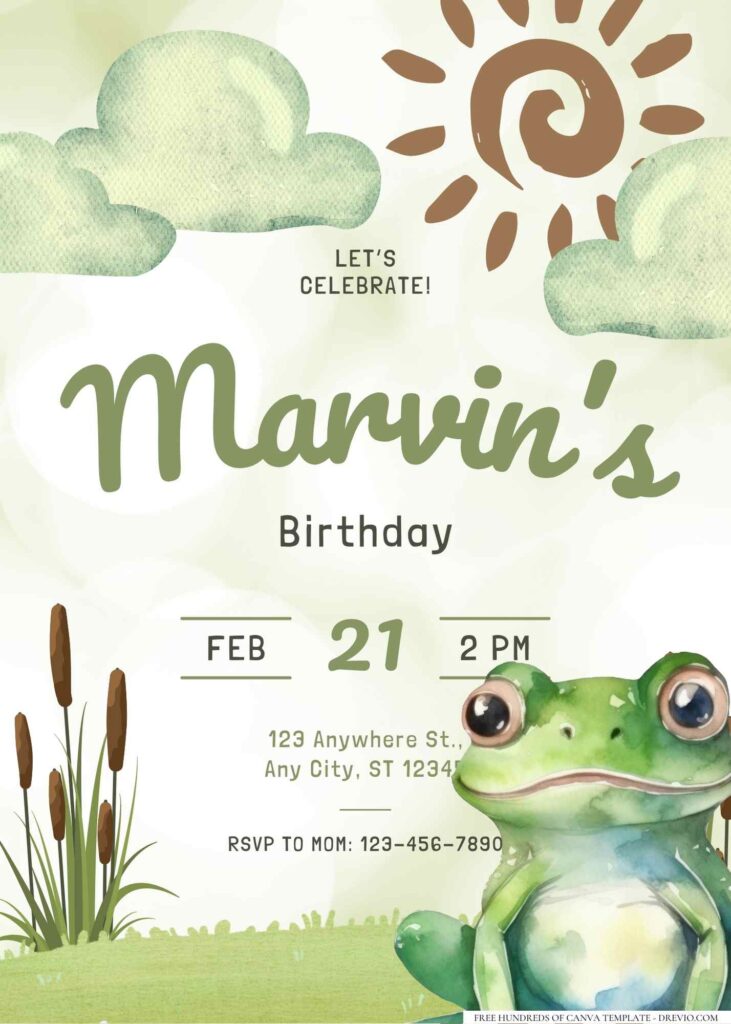 FREE Editable The Frog Birthday Invitation