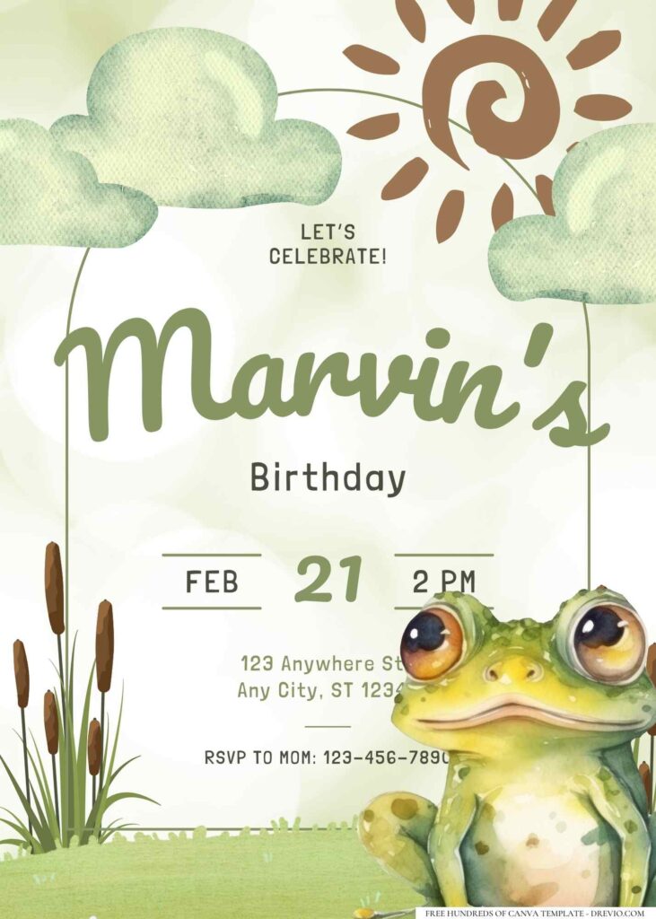FREE Editable The Frog Birthday Invitation