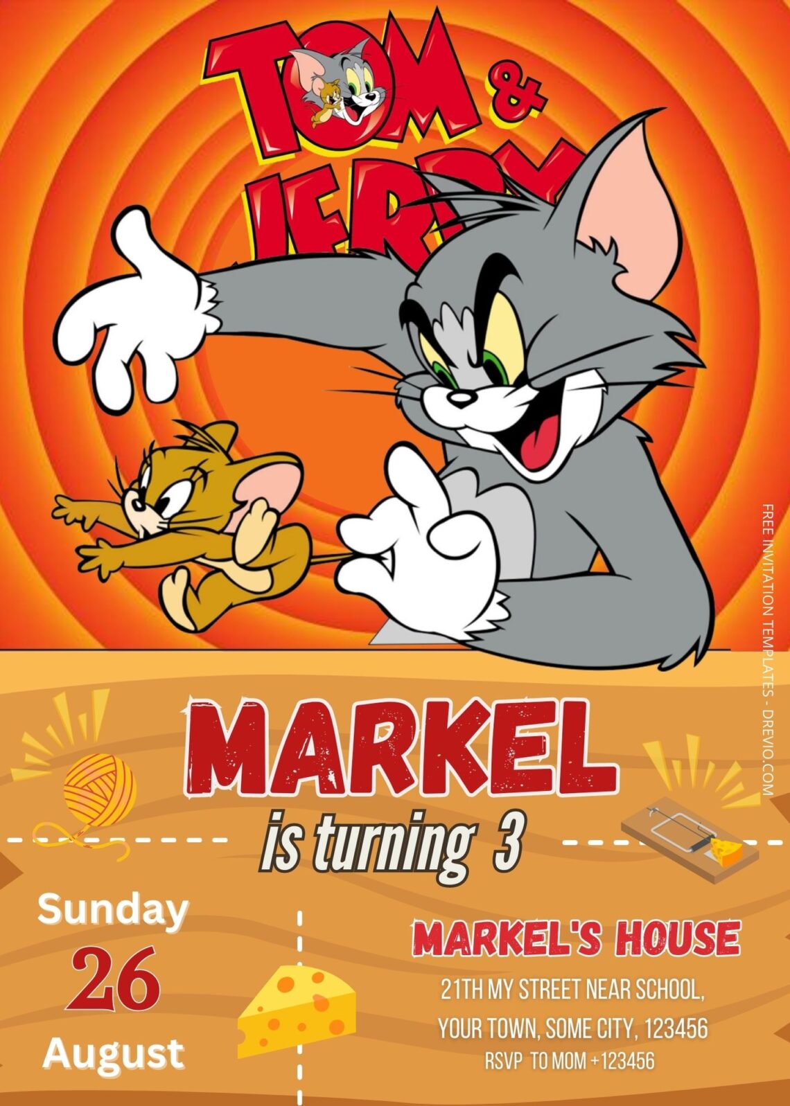 FREE Tom & Jerry Birthday Invitation Templates