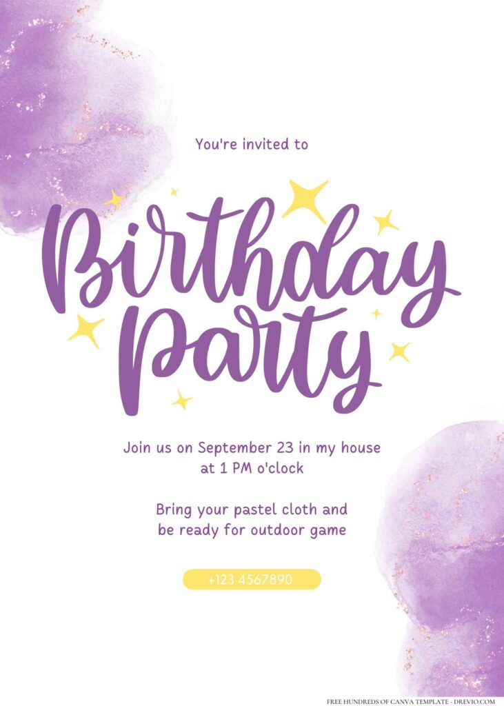 FREE Editable Watercolor Birthday Invitation