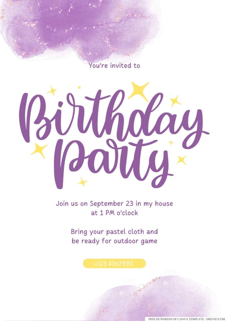 FREE Editable Watercolor Birthday Invitation