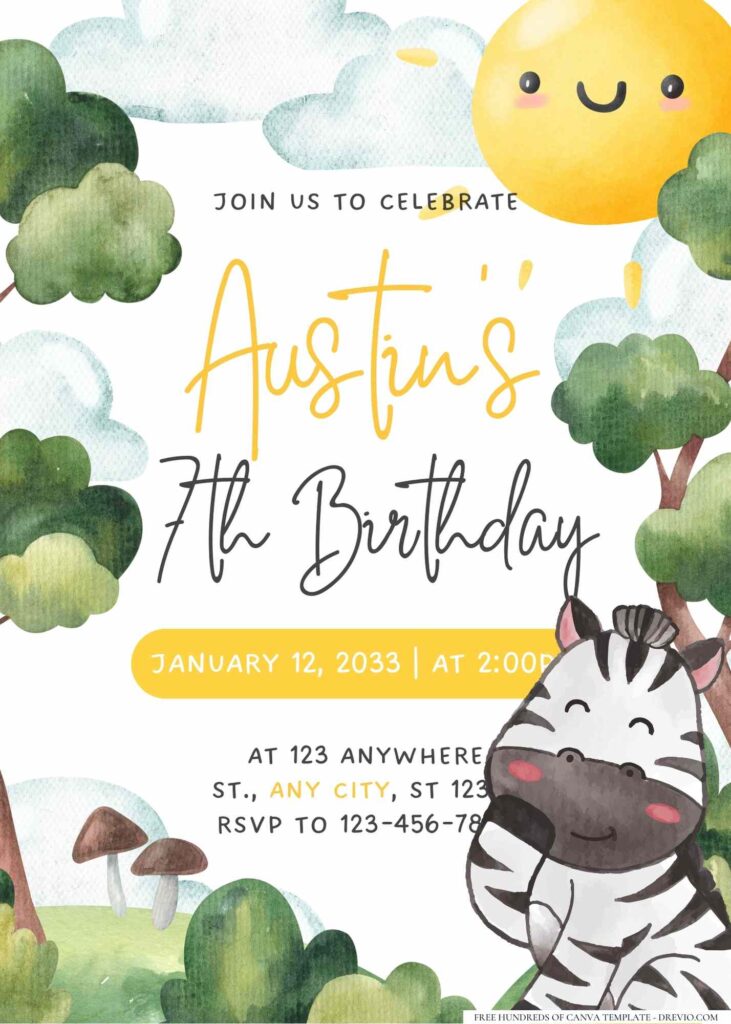 FREE Editable Woodland Adventure Birthday Invitation