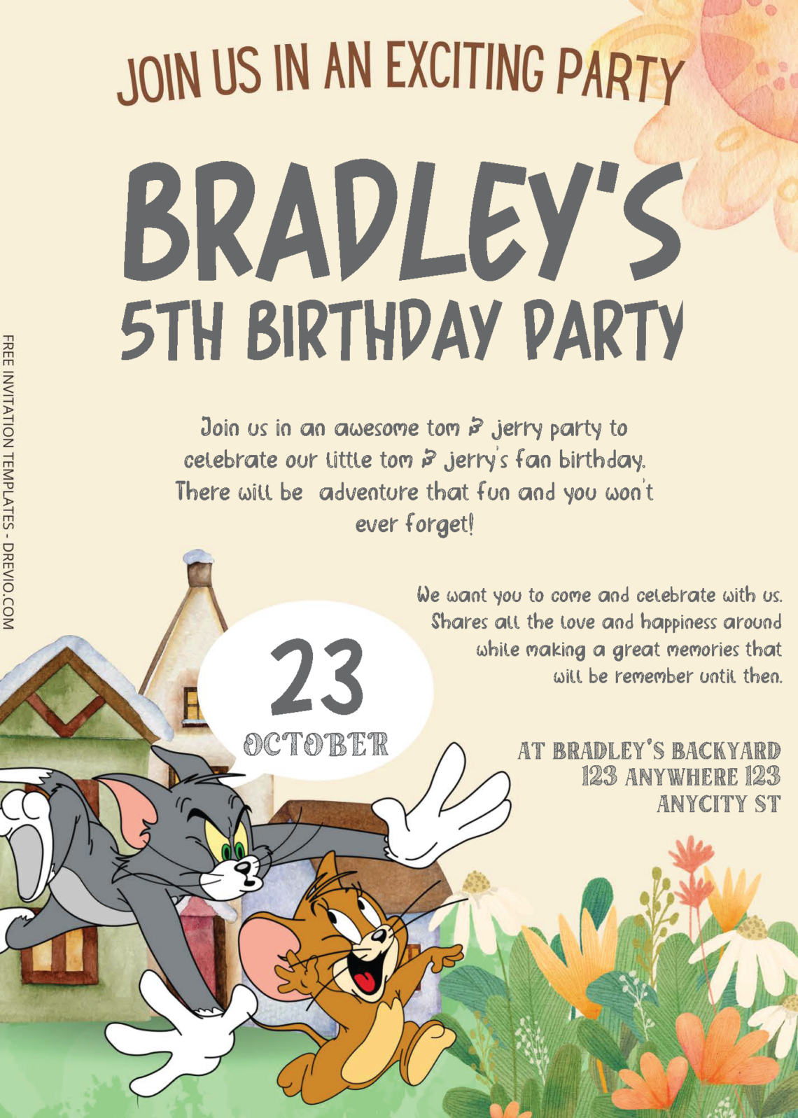Free Editable PDF - Tom & Jerry Birthday Invitation Templates