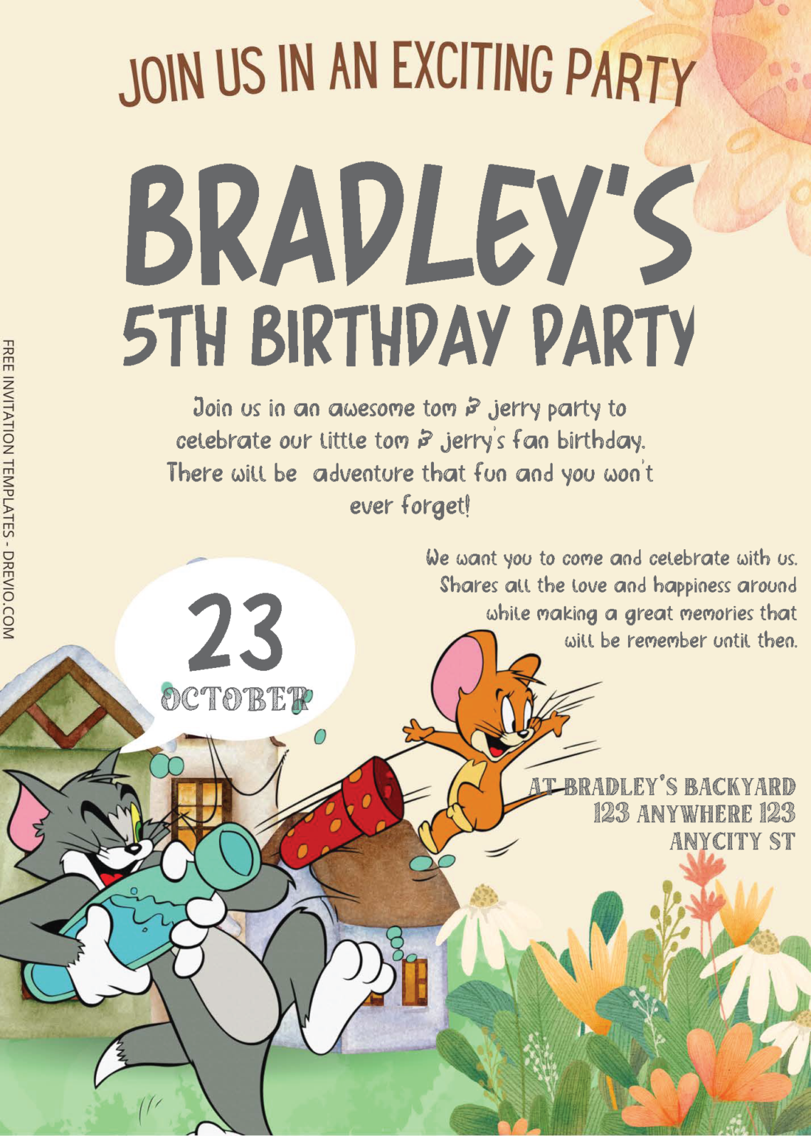 Free Editable PDF - Tom & Jerry Birthday Invitation Templates