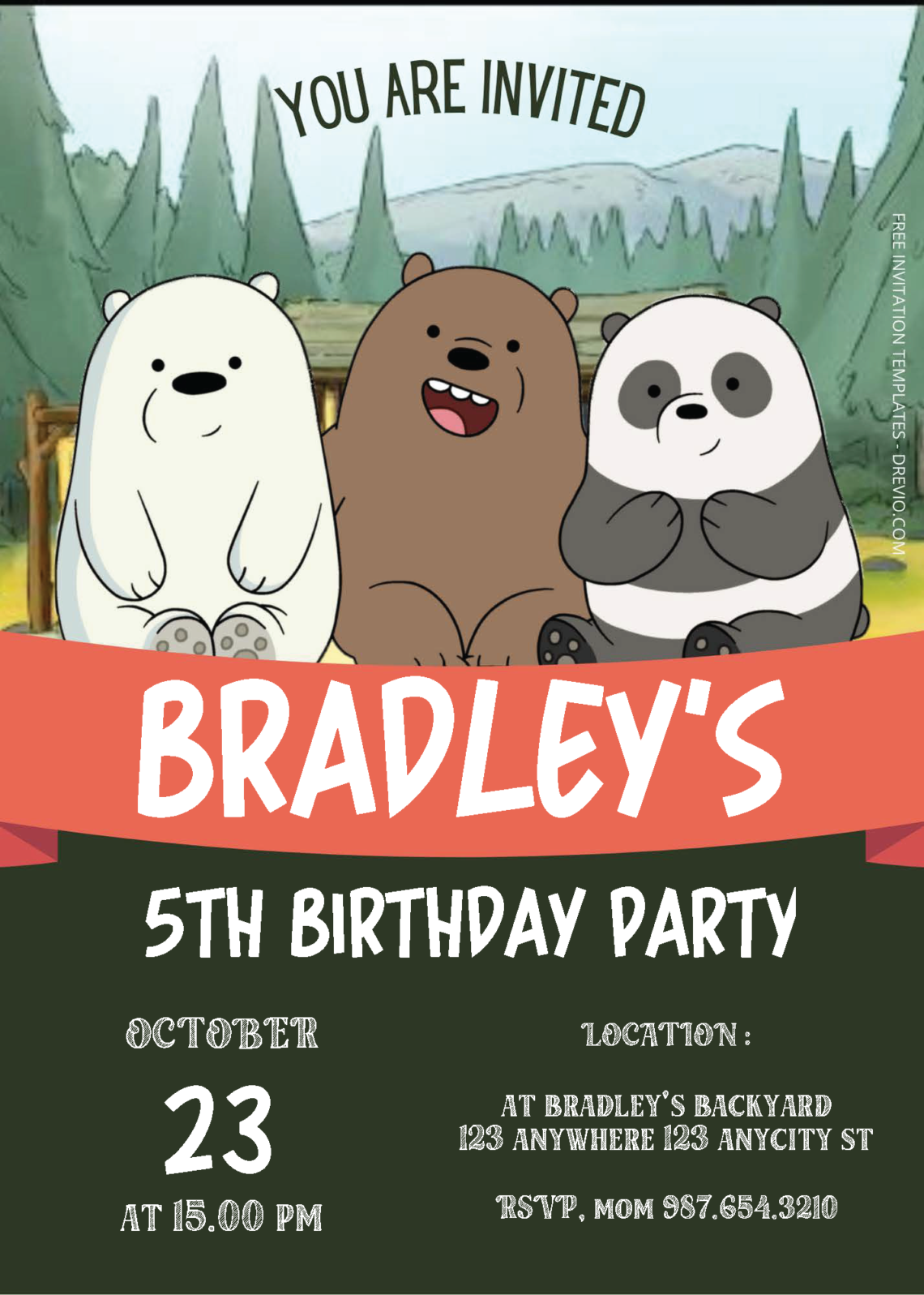 Free Editable PDF - We Bare Bears Birthday Invitation Templates