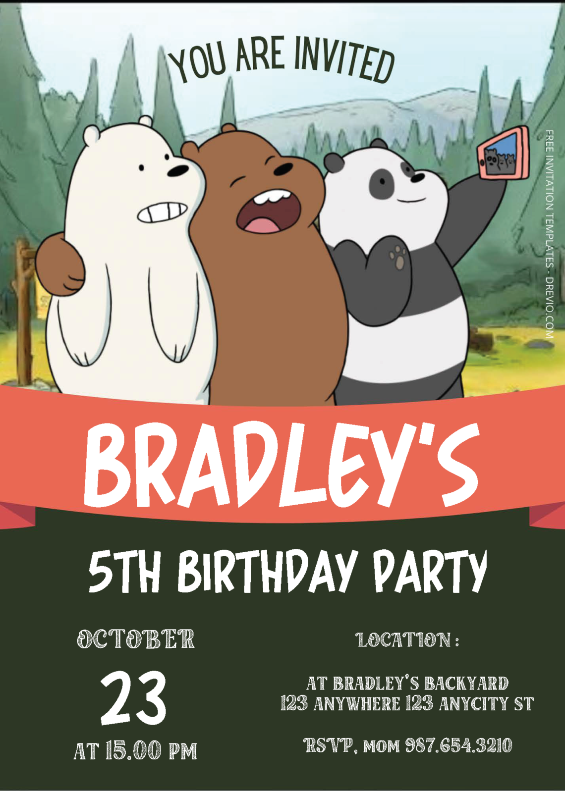 Free Editable PDF - We Bare Bears Birthday Invitation Templates