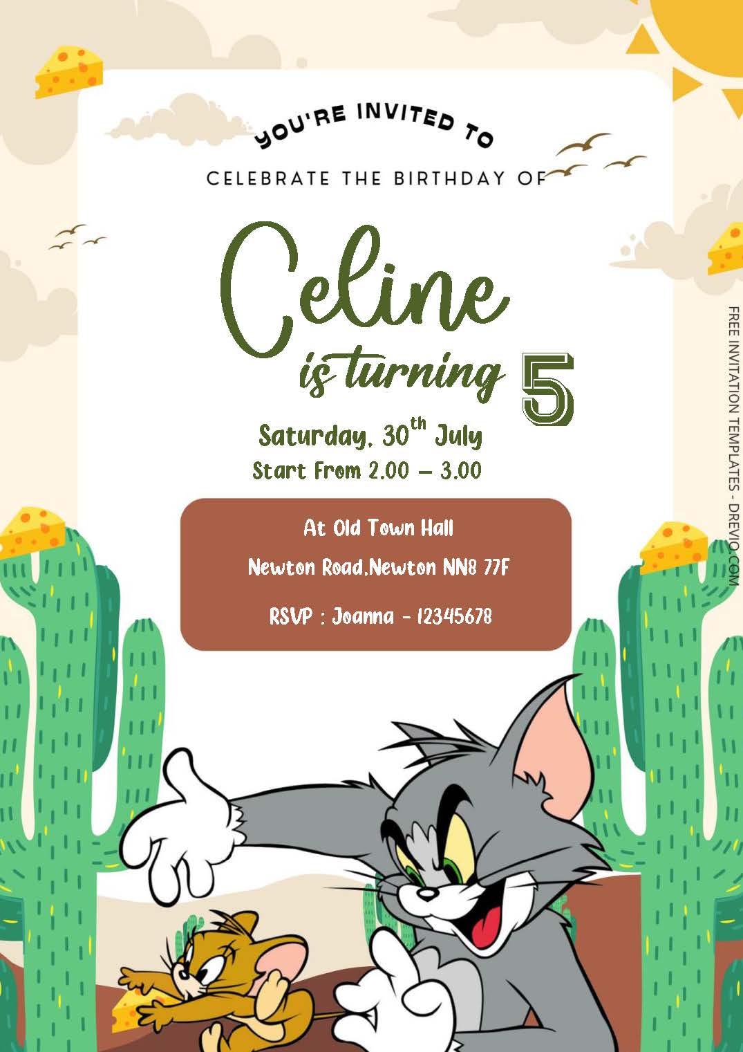 Free Editable Word - Tom & Jerry Birthday Invitation Templates