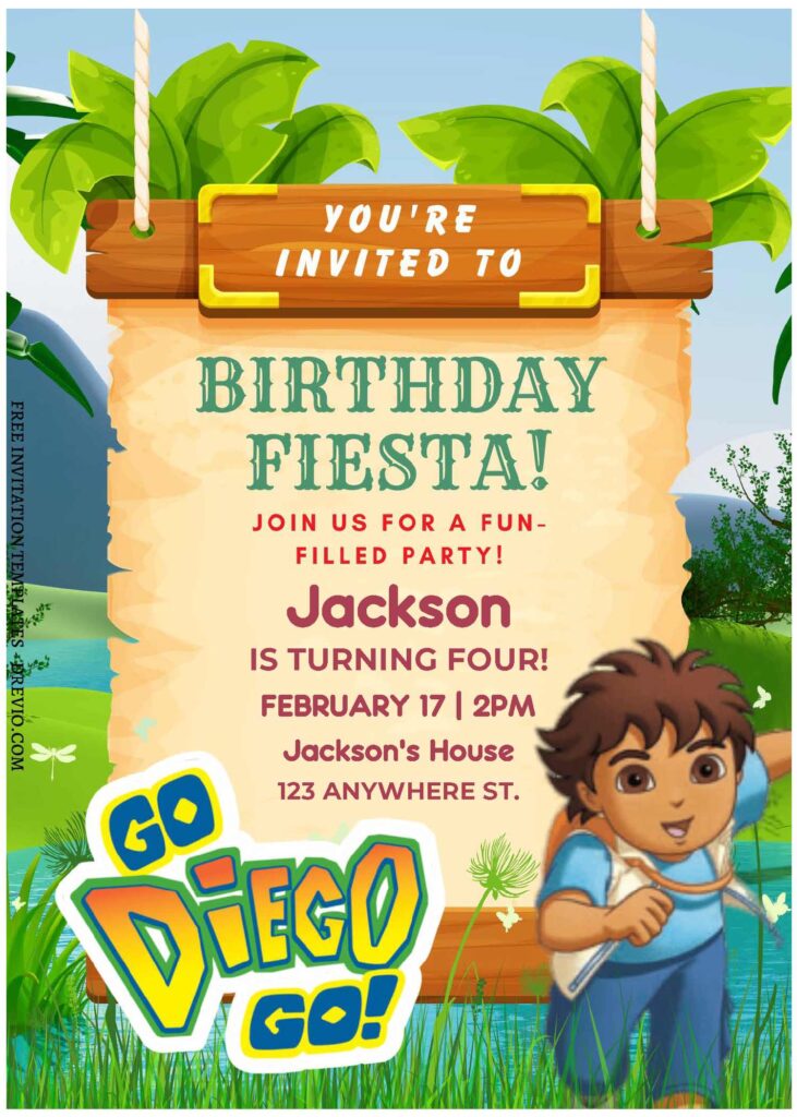 Invitation Template of (Free Editable PDF) Go Diego Go Birthday Invitation Templates 1