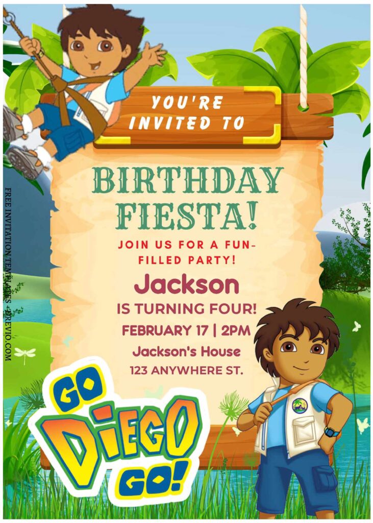 Invitation Template of (Free Editable PDF) Go Diego Go Birthday Invitation Templates 2