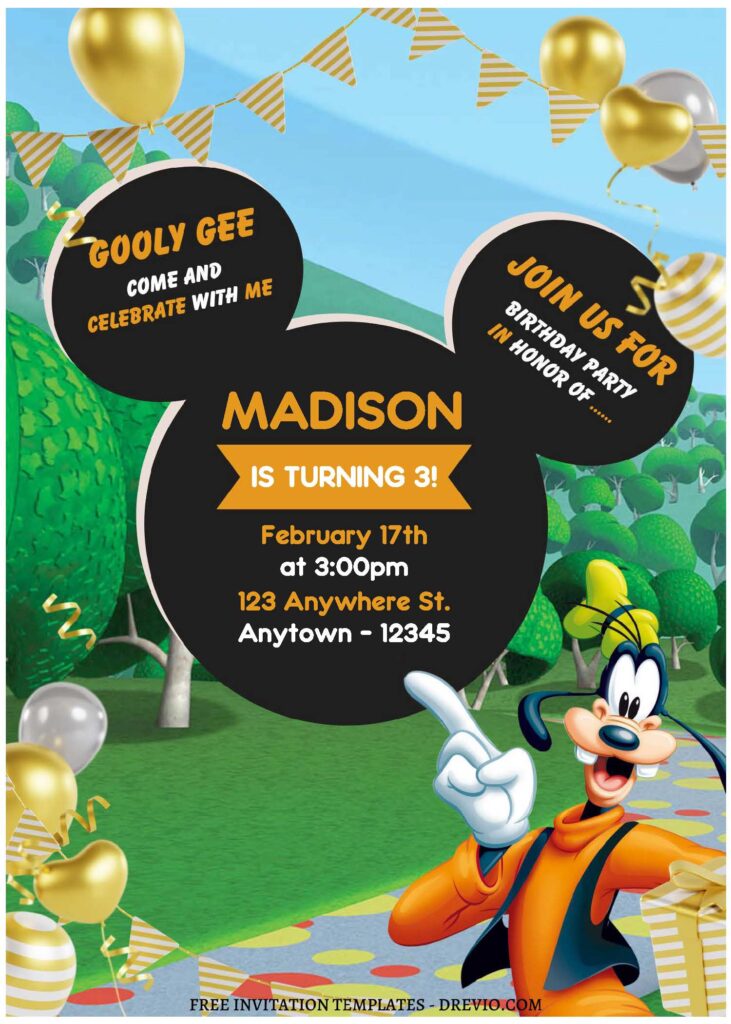 (Free Editable PDF) Bubbly Goofy Birthday Invitation Templates A