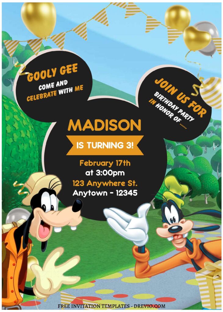 (Free Editable PDF) Bubbly Goofy Birthday Invitation Templates B