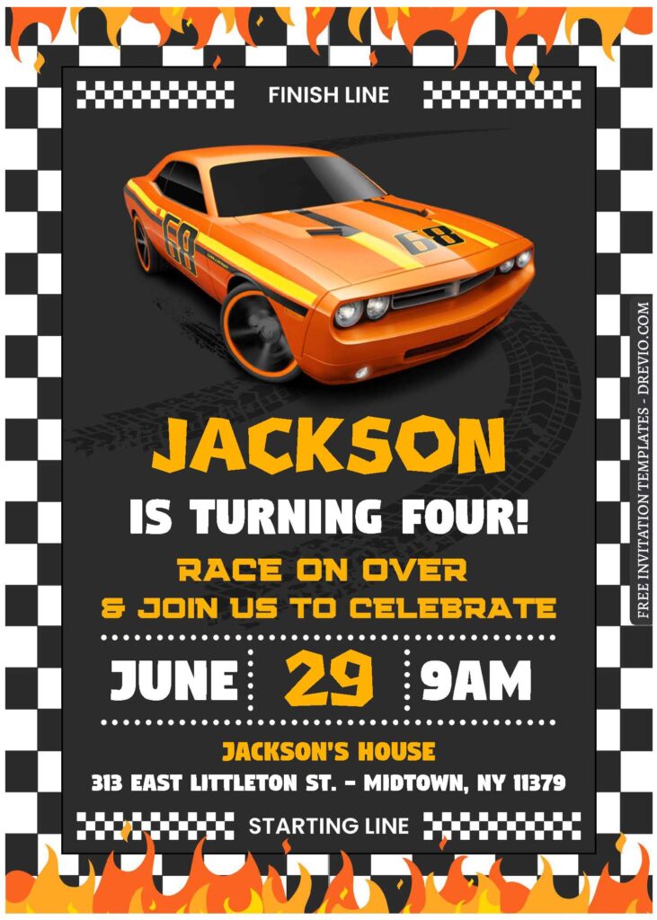 Invitation Template of (Free Editable PDF) Burning Joy Hot Wheels Birthday Invitation Templates 1