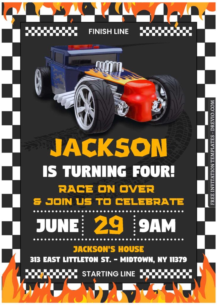 Invitation Template of (Free Editable PDF) Burning Joy Hot Wheels Birthday Invitation Templates 2