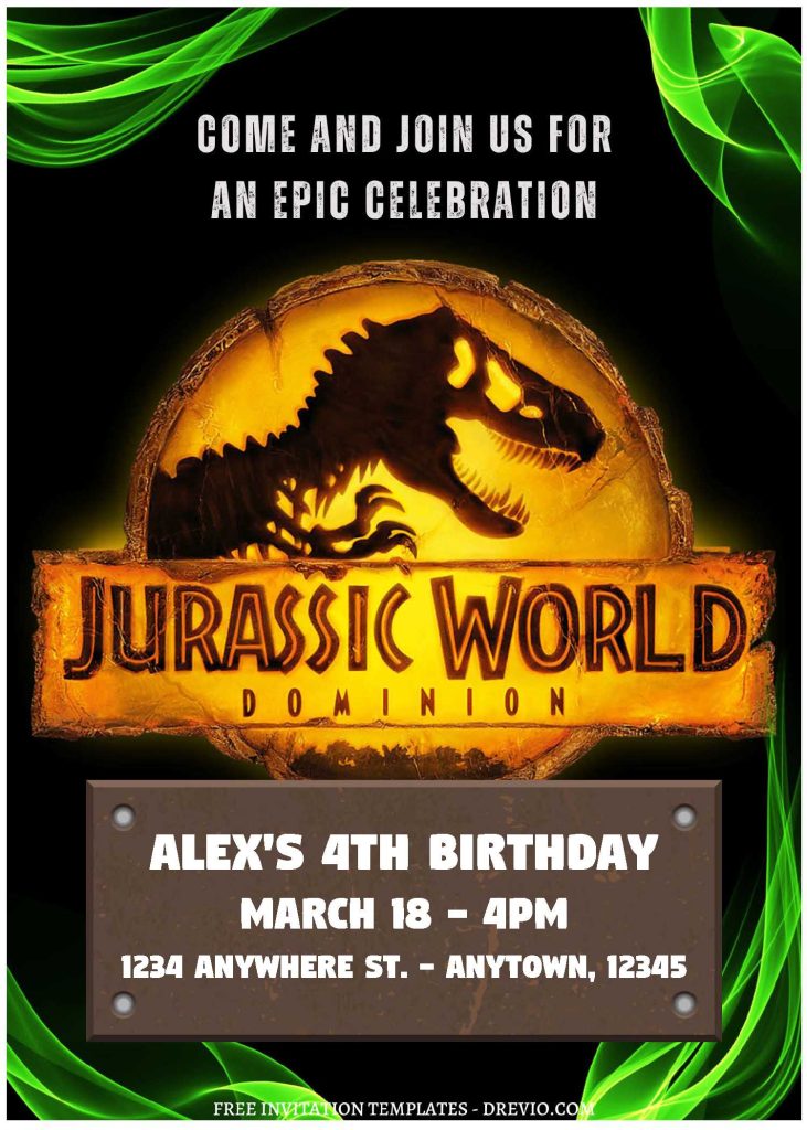 Invitation Template of (Free Editable PDF) Roaring Good Time Jurassic Birthday Invitation Templates 1