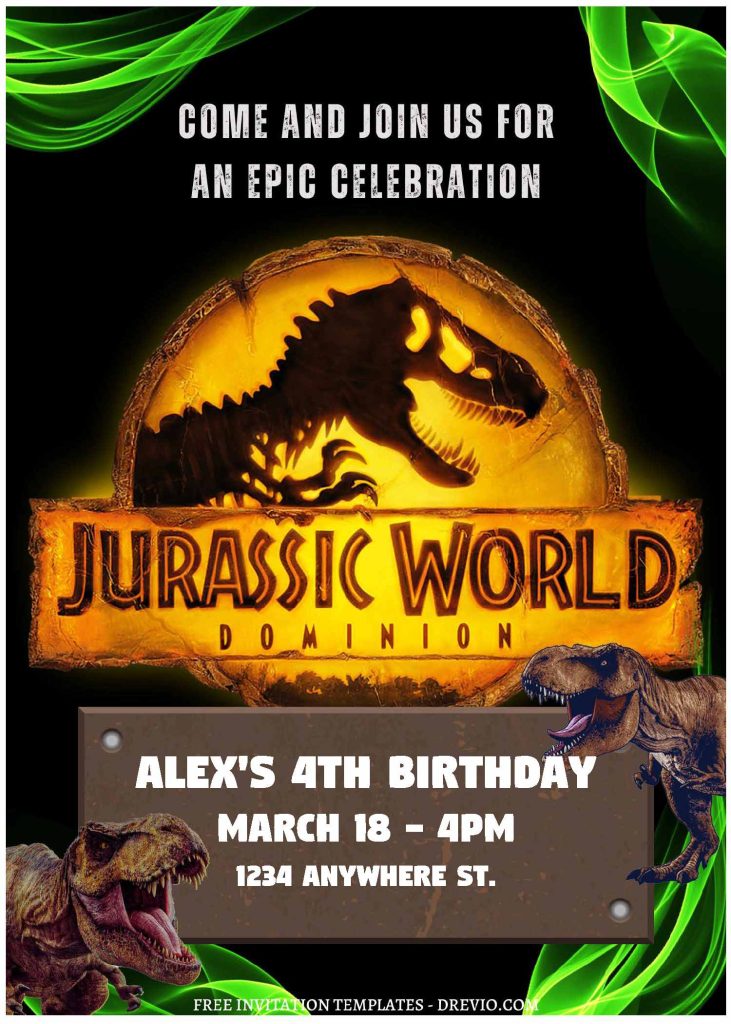 Invitation Template of (Free Editable PDF) Roaring Good Time Jurassic Birthday Invitation Templates 2